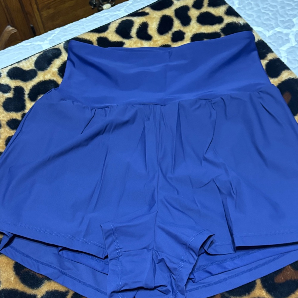 Women's Blue High-Waisted Shorts